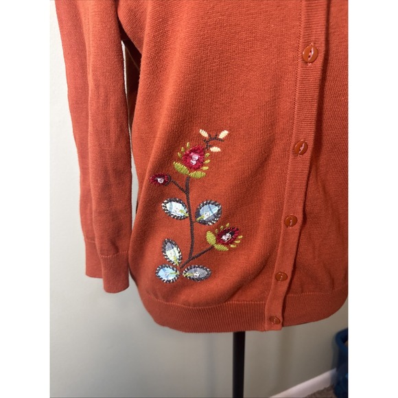 Christopher‎ & Banks Embroidered And Beaded Cardigan Womens Small Boho Folk - Picture 5 of 8